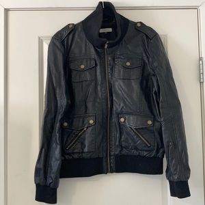 Vegan Leather Bomber Jacket